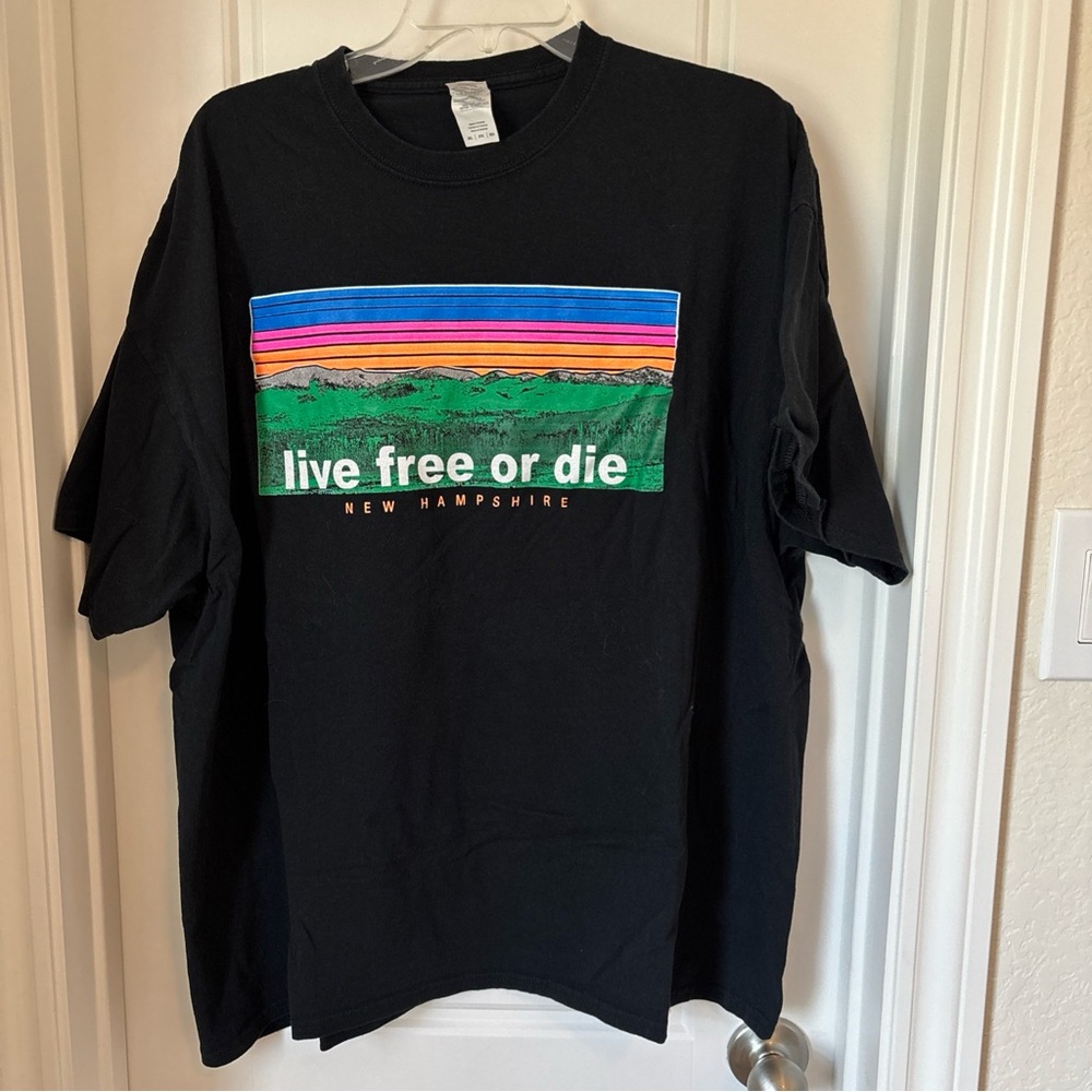 Black New Hampshire State Motto Cotton T-Shirt